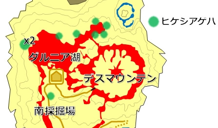 ヒケシアゲハの生息場所の地図