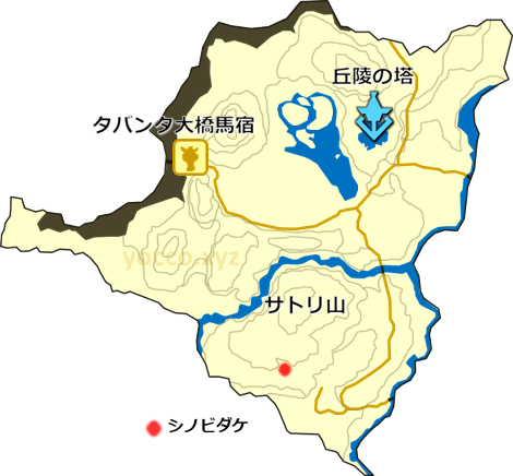 ハイラル丘陵のシノビダケの生息場所の地図