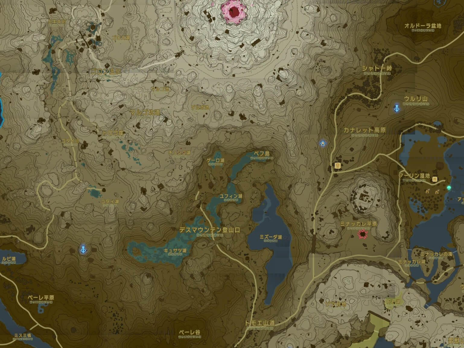 デスマウンテン山麓南の広域地図