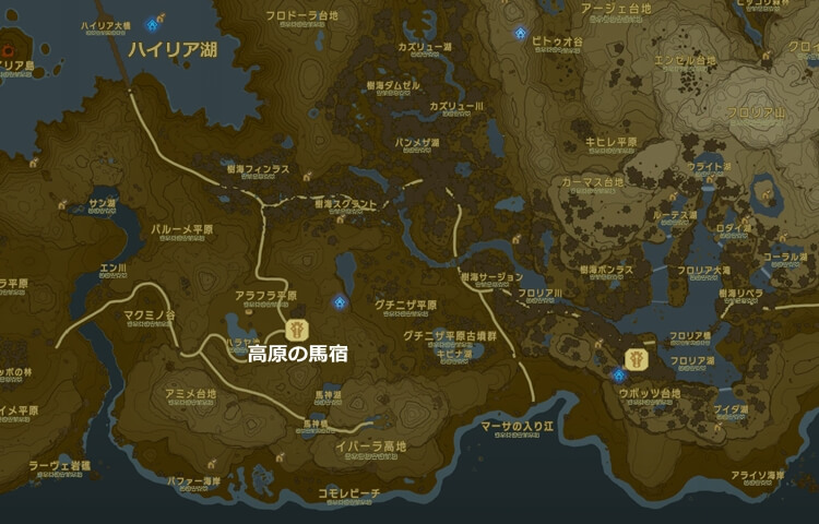 高原の馬宿の場所の地図