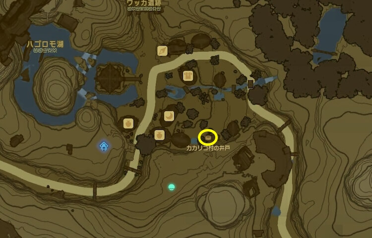 カカリコ村の井戸の地図