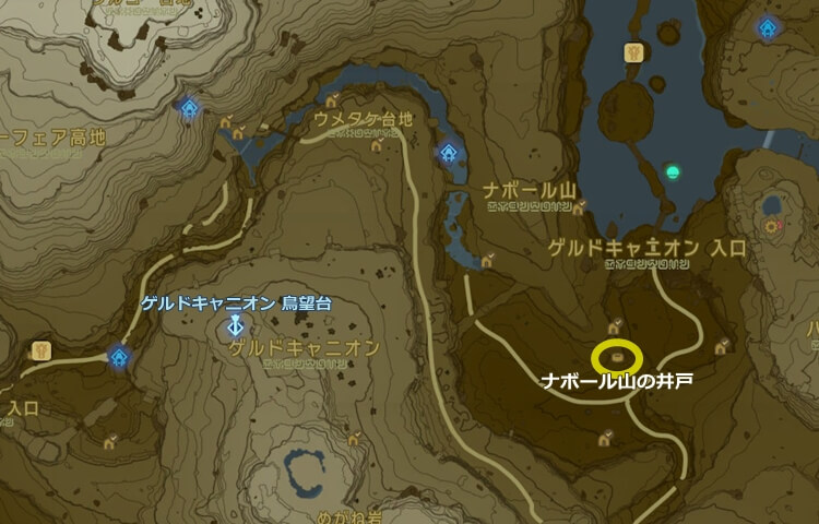 ナボール山の井戸の地図