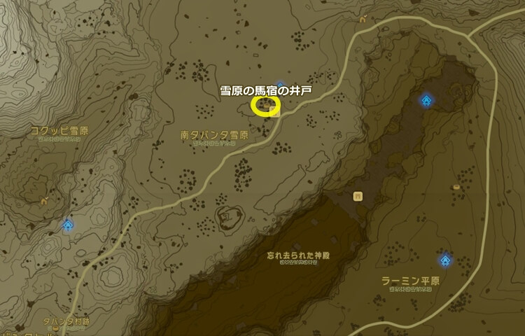 雪原の馬宿の井戸の地図